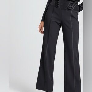 Cache Black Straight Leg Lace-up Trousers Satin Trim Size 6 HSH